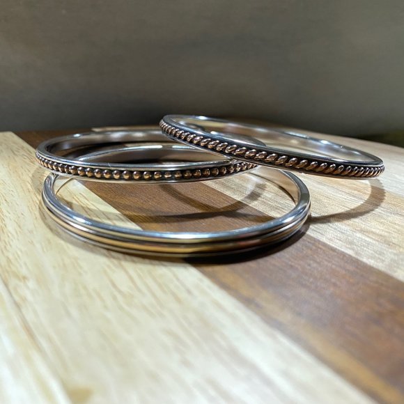 Smooth Bronze & Silver Bangle - Picture 2 of 3